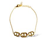 Bracciale maglia rollo’ con centrale con contromaglia gioiello con zirconi white