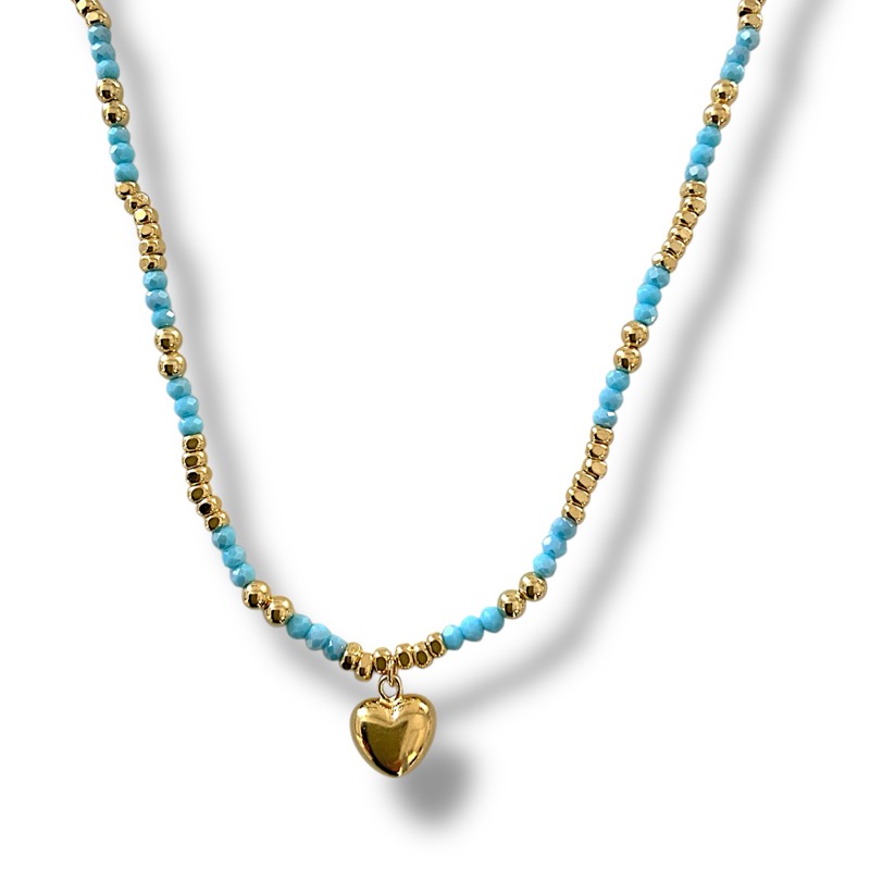 IMG_3420 Collana collezione Akira, con pietre colorate e centrale a cuore - immagine 1