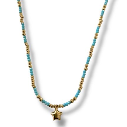 Collana  collezione Akira, con pietre colorate e centrale a stella