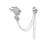 Mono orecchino white con cuori zirconi bianchi