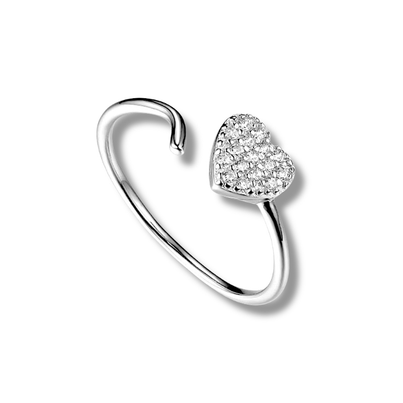 Photoroom_20260210_183718 Anello argento regolabile con cuore zirconi White - immagine 1